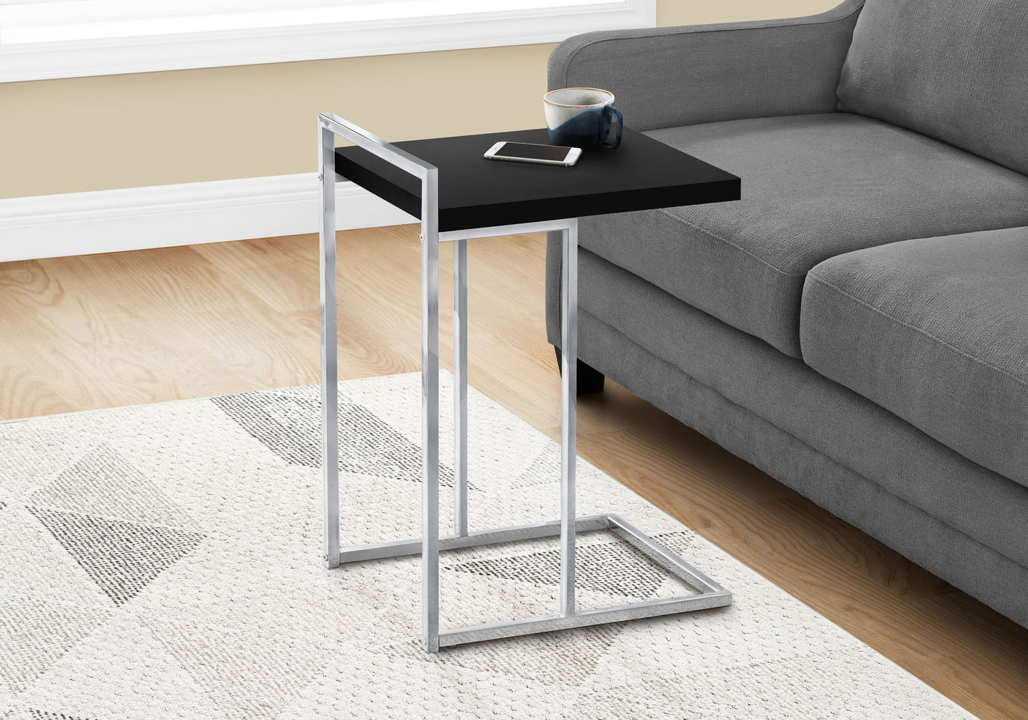 Accent Table, C - Shaped, Modern - Black