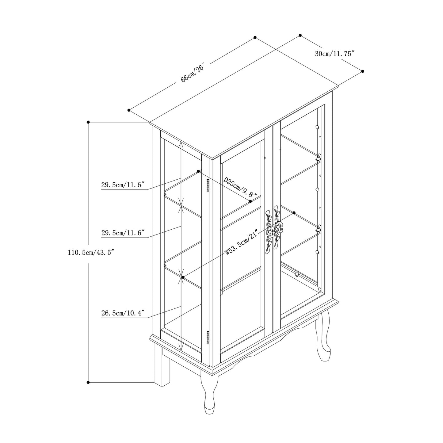 Curio Cabinet Lighted Curio Diapaly Cabinet With Adjustable Shelves And Mirrored Back Panel, Tempered Glass Doors (3 Tier), (E26 Light Bulb Not Included) - Walnut