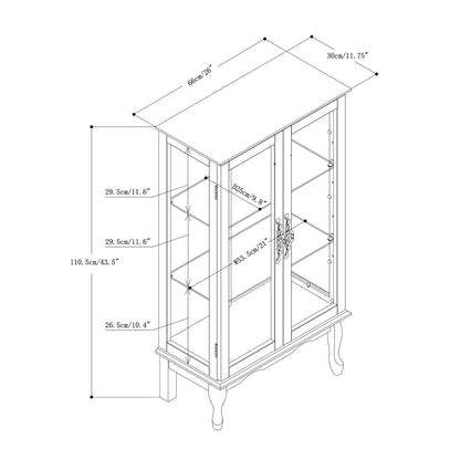 Curio Cabinet Lighted Curio Diapaly Cabinet With Adjustable Shelves And Mirrored Back Panel, Tempered Glass Doors (3 Tier), (E26 Light Bulb Not Included) - Walnut