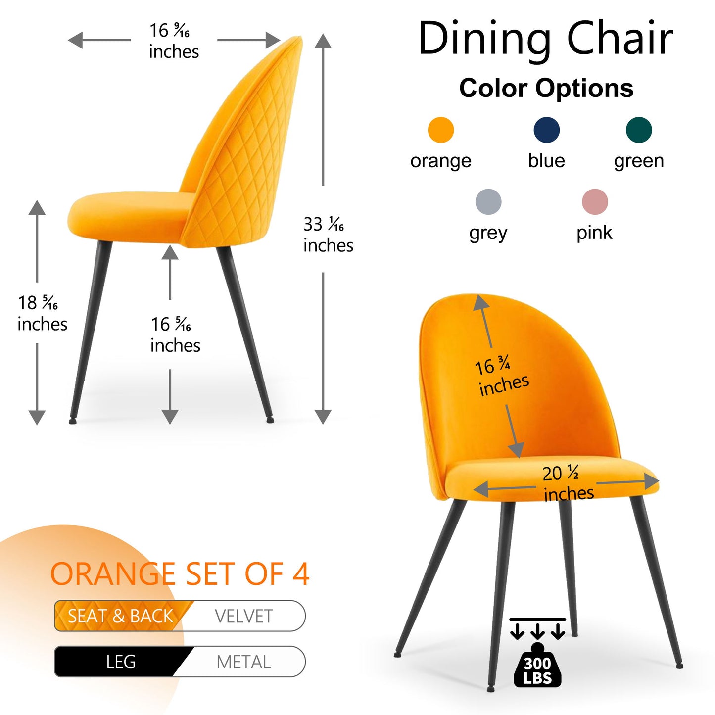 Dining Side Chairs (Set of 4) - Orange