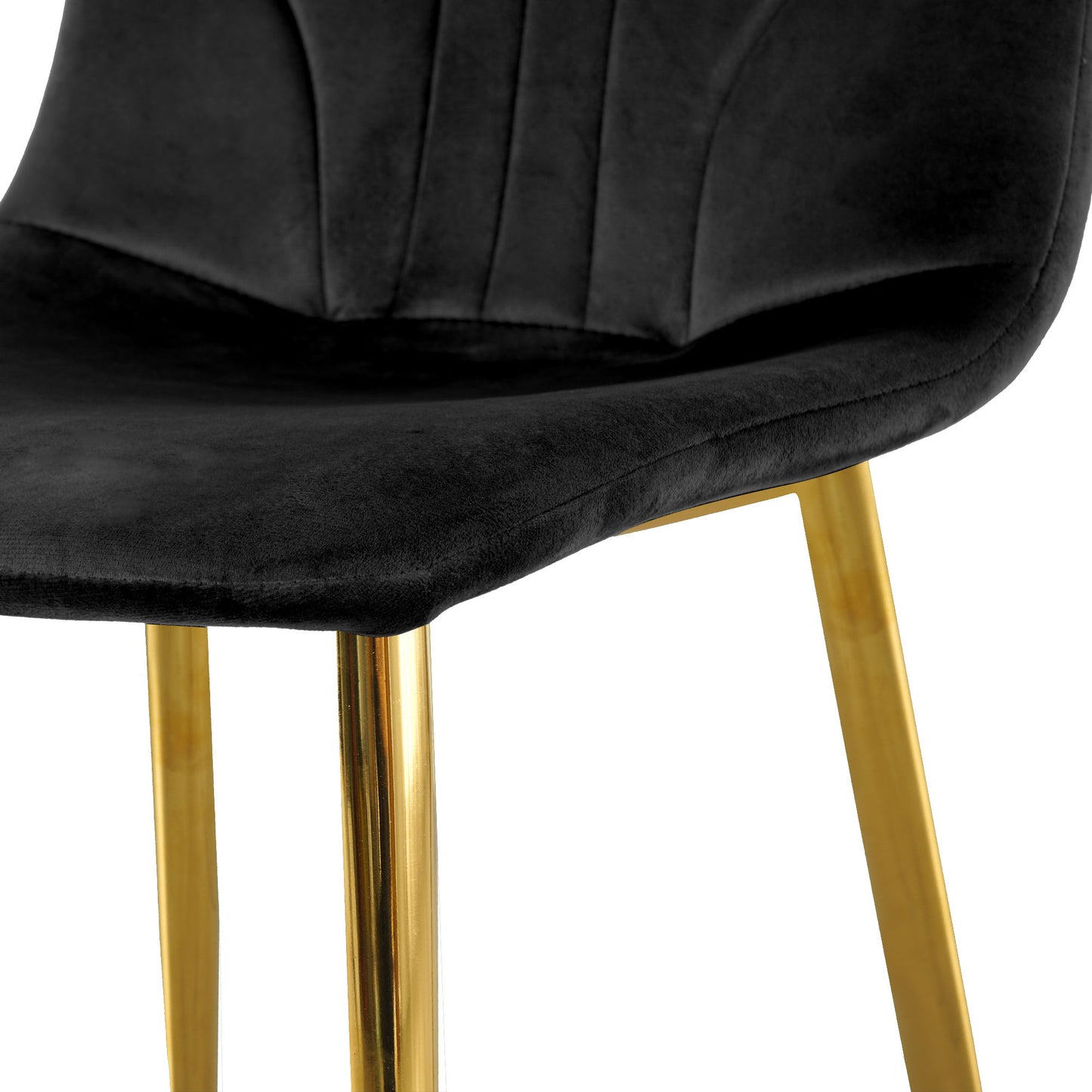 Modern Light Luxury Dining Chair With Gold Metal Legs (Set of 4) - Black
