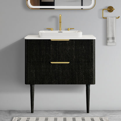 Elena - Modern Bathroom Vanity With Sink Luxury Bathroom Vanity With Ample Storage, 2 Soft Close Drawers, 2 In 1 Floating Or Freestanding Design - Black