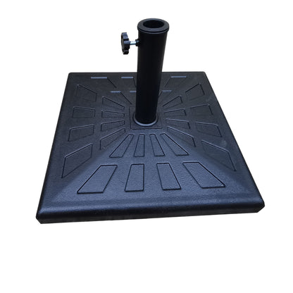 8.8' Outdoor Aluminum Patio Umbrella, Patio Umbrella, Market Umbrella With 42 Pound Square Resin Umbrella Base, Push Button Tilt And Crank Lift - Gray