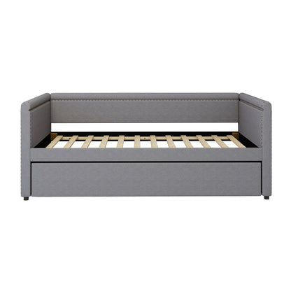 Modern Style Twin Size Upholstered Daybed With Trundle For Guest Room, Small Bedroom, Study Room - Gray