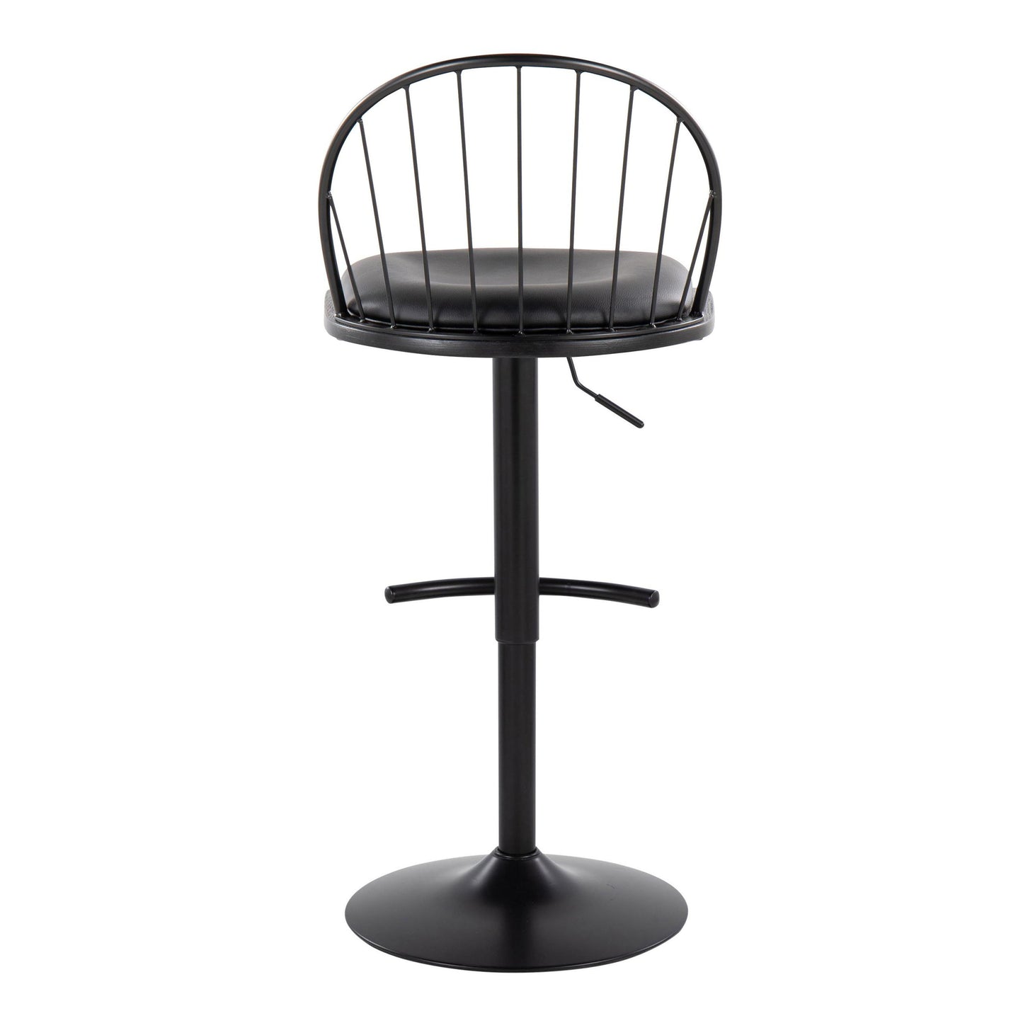Riley - Farmhouse Adjustable Height Barstool With Swivel With Rounded T Footrest (Set of 2) - Black