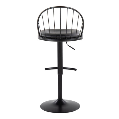 Riley - Farmhouse Adjustable Height Barstool With Swivel With Rounded T Footrest (Set of 2) - Black
