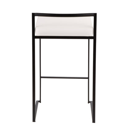 Fuji - Contemporary Stackable Counter Stool (Set of 3) - Black / White