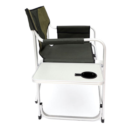 Padded Folding Outdoor Chair With Side Table And Storage Pockets, Lightweight Oversized Directors Chair For Indoor, Outdoor Camping, Picnics And Fishing (Set of 2) - Green