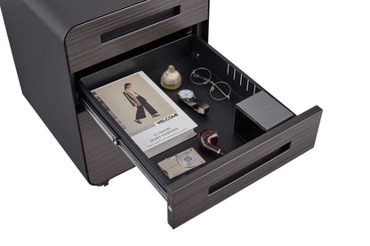 3 Drawer Mobile File Cabinet Under Desk Office, Simple Style Versatile Storage Cabinet, 5 Wheel Design Anti-Tilting Cold Rolled Steel Waterproof Moisture-Proof - Black