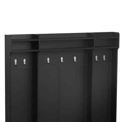 5 In 1 Entryway Bench With Coat Rack, 7 Sturdy Hooks, 2 Spacious Drawers And Adjustable Shelves, Wide Hall Tree With Metal Handles For Hallway - Black