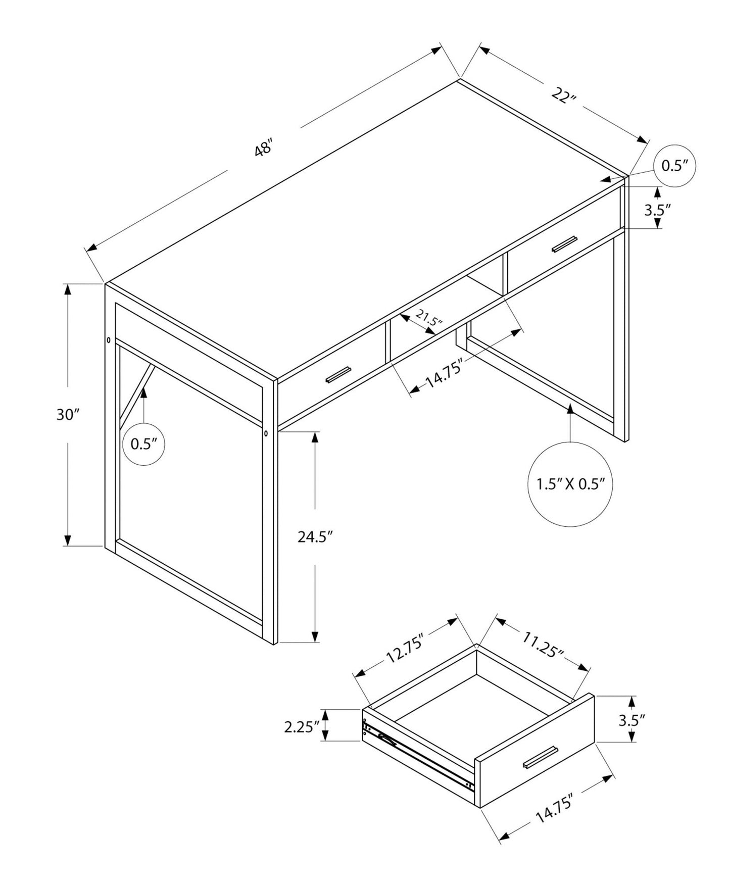 Computer Desk For Home Office, Laptop, Storage Drawers, Contemporary - Taupe