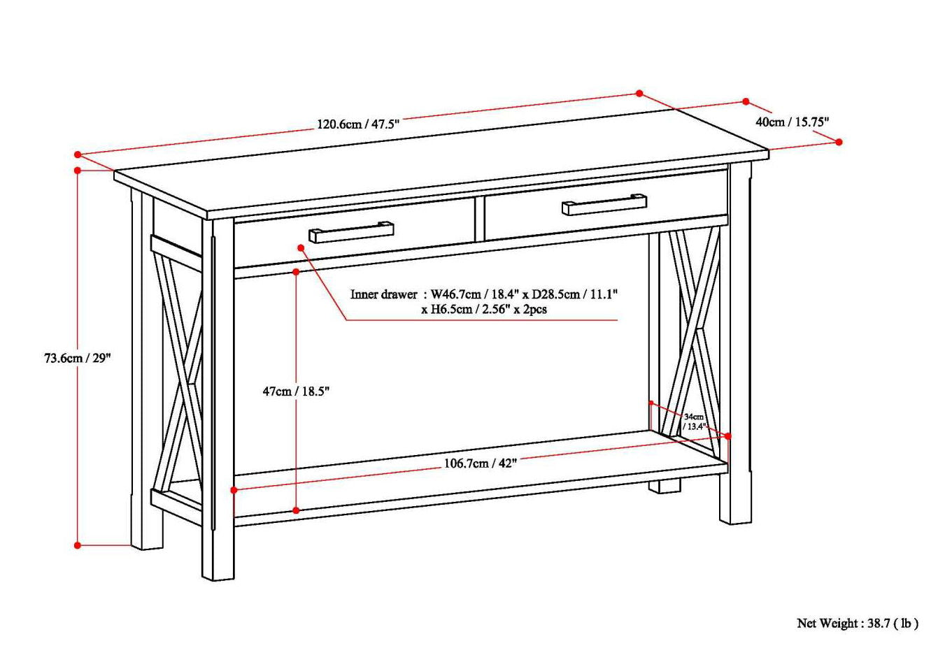 Kitchener - Console Sofa Table - Hickory Brown