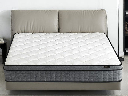 12" Twin Hybrid Mattress A Box, Pillow Top Bed Cushion With Gel Infused Memory Foam, Breathable And Hypoallergenic, Medium Firm For Lumbar Support - White / Gray