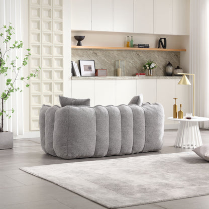 Soft Beanbag Chair With High Resilience Foam Core For Two People - Gray