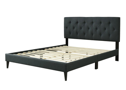 Queen Sized Tufted Bed With USB - Black