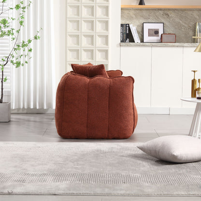 Soft Beanbag Chair With High Resilience Foam Core For Two People, The Comfortable Square Recliner Sofa Is Ideal For Family Members And Friends Engaged In Games, Reading, Watching TV - Red / Brown