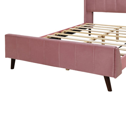 Full Size Upholstered Platform Bed - Pink