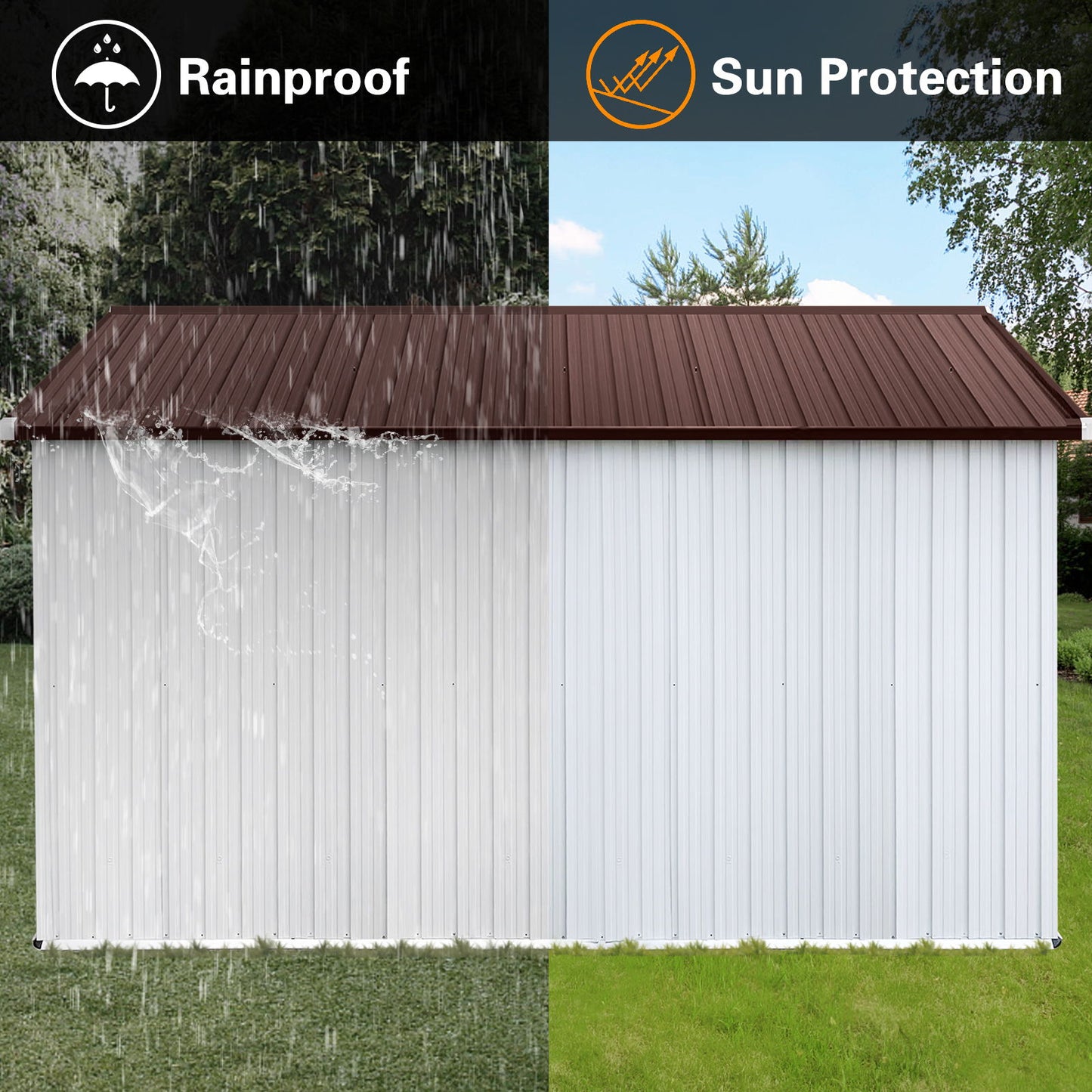 10'x12' Garden Sheds Outdoor Storage Sheds - White / Coffee