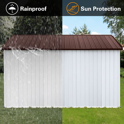 10'x12' Garden Sheds Outdoor Storage Sheds - White / Coffee