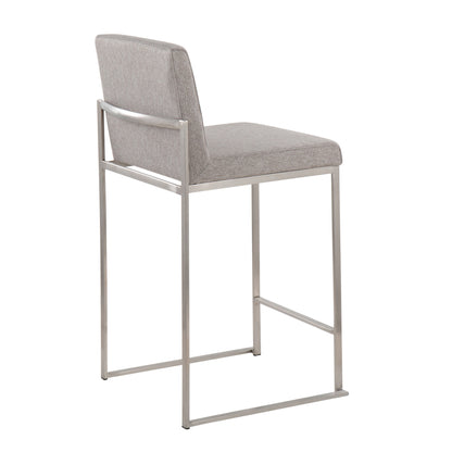 Fuji - Contemporary High Back Counter Stool (Set of 3) - Gray