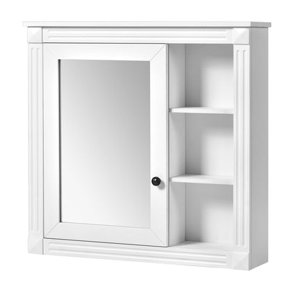 Bathroom Medicine Cabinet With Mirror, Wall Mounted Mirror Cabinet With Storage Organizer, Over The Toilet Storage White Storage Cabinet For Bathroom - White