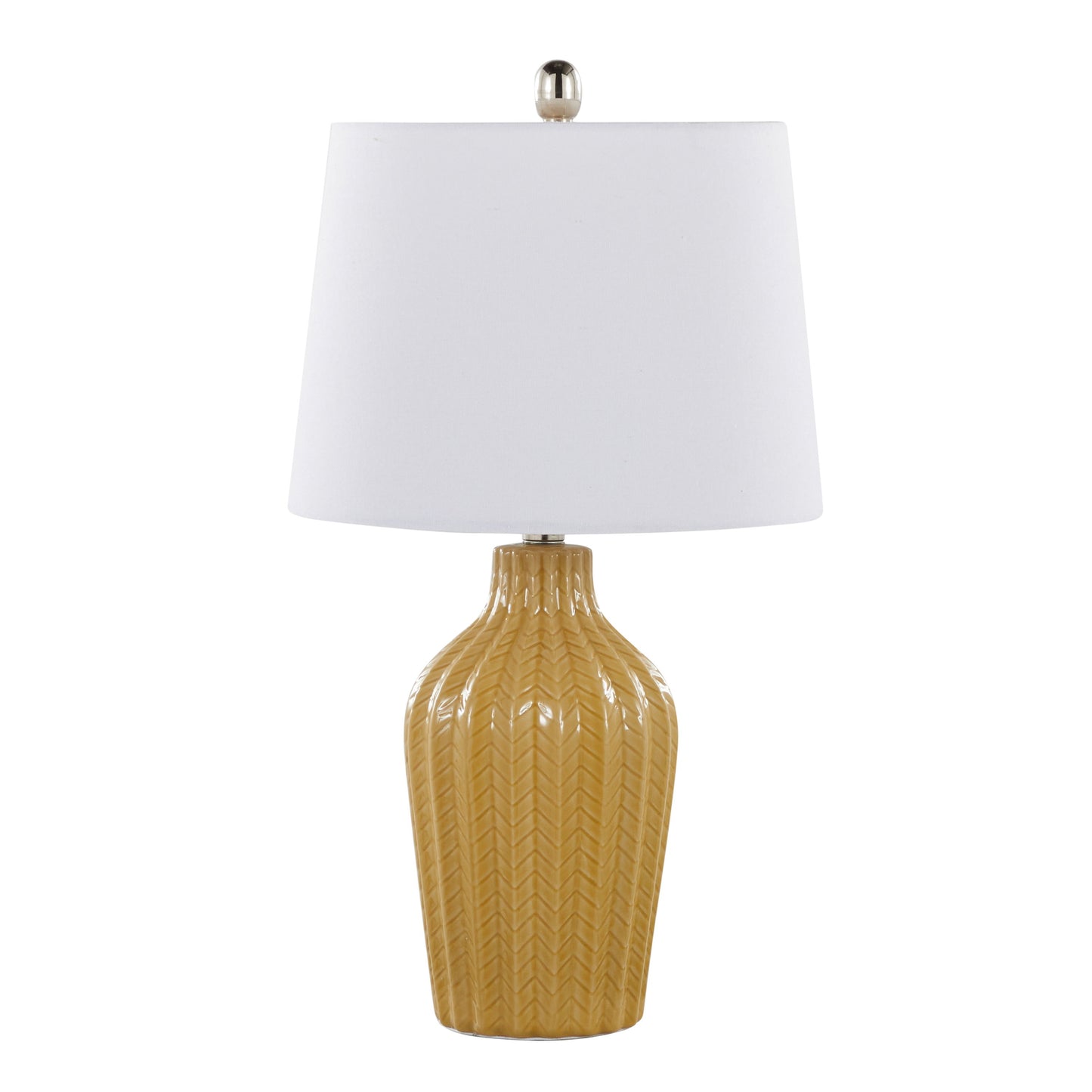 Rockwell - Contemporary Table Lamp (Set of 2) - Glossy Misted Yellow / Polished Nickel / White