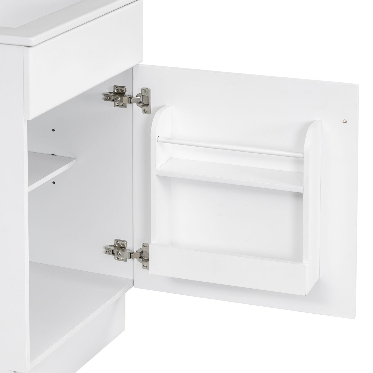 20" Bathroom Vanity With Sink, Freestanding Cabinet With Door Shelf And Adjustable Shelf, And Ceramic Construction - White