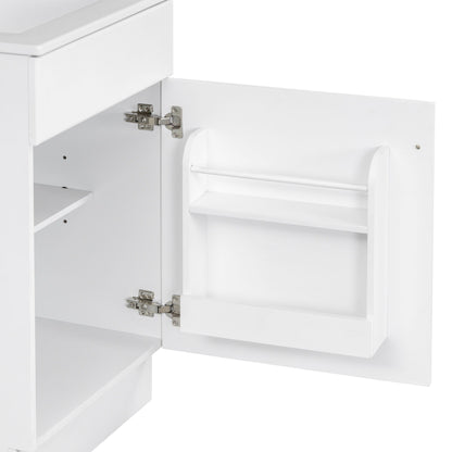 20" Bathroom Vanity With Sink, Freestanding Cabinet With Door Shelf And Adjustable Shelf, And Ceramic Construction - White
