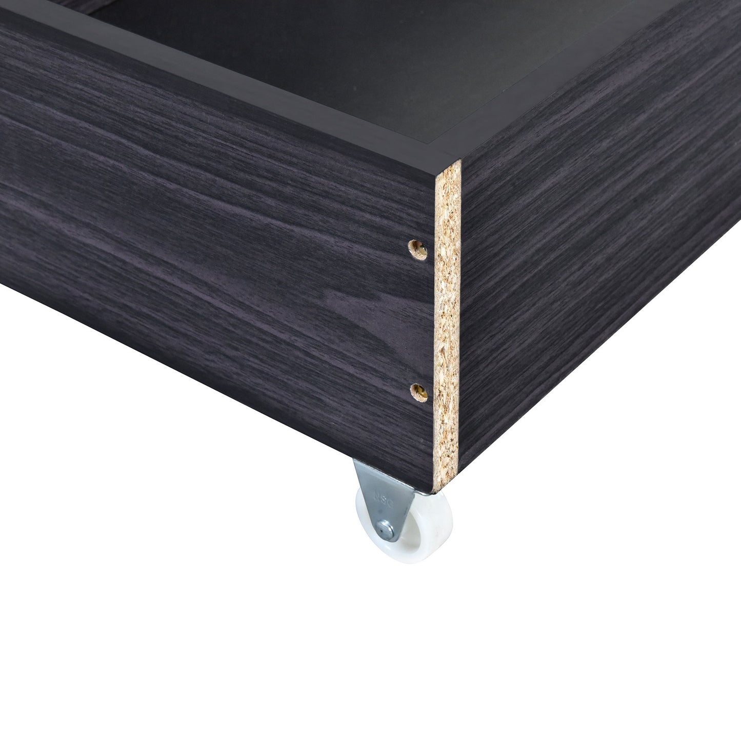 Twin Size Upholstered Platform Bed With LED Frame And 2 Drawers - Gray