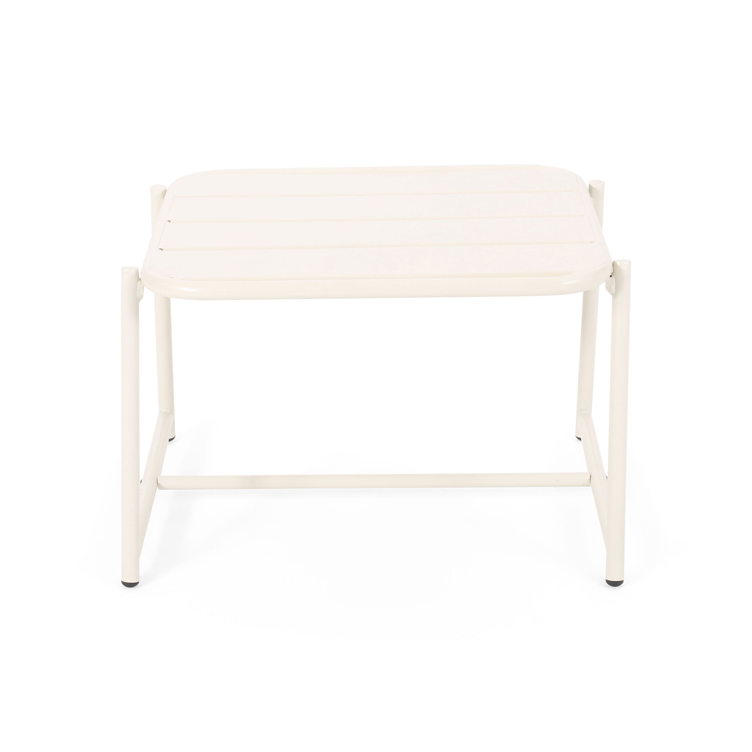 Outdoor Side Table With Metal Frame - White