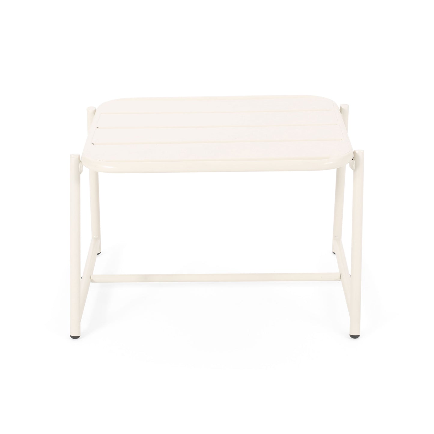 Outdoor Side Table With Metal Frame - White