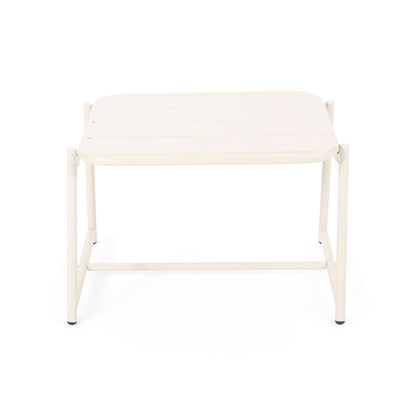 Outdoor Side Table With Metal Frame - White