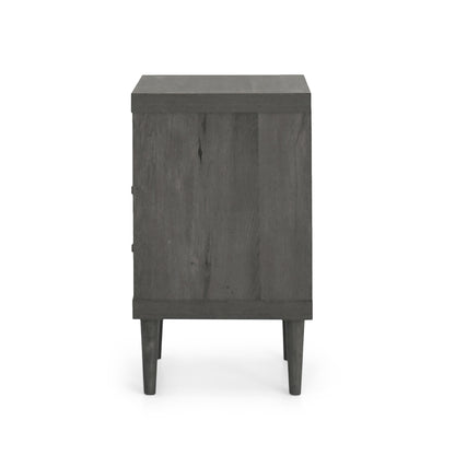 Nystrom - Mid Century Modern 2 Drawer Nightstand - Gray