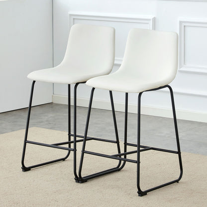 (Set of 2) Modern Minimalist Style Material Bar Stools, Suitable For Kitchen, Bar And Modern Home Design - White