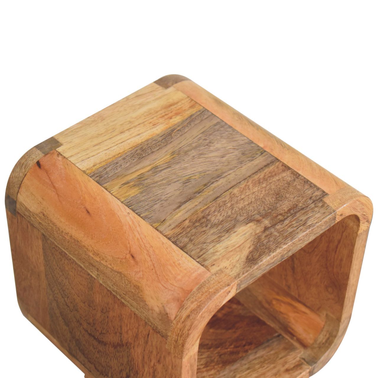 Extra Mini Minimalist Open Curved Bedside Table - Oak