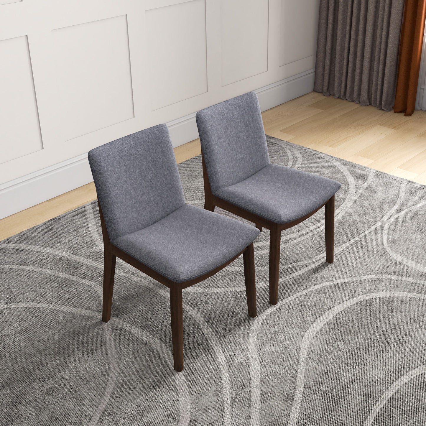 Laura - Mid-Century Modern Solid Wood Dining Chair (Set of 2) - Gray