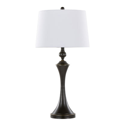 Flint - Contemporary Table Lamp Built In USB Port (Set of 2) - Oil Rubbed Bronze - White