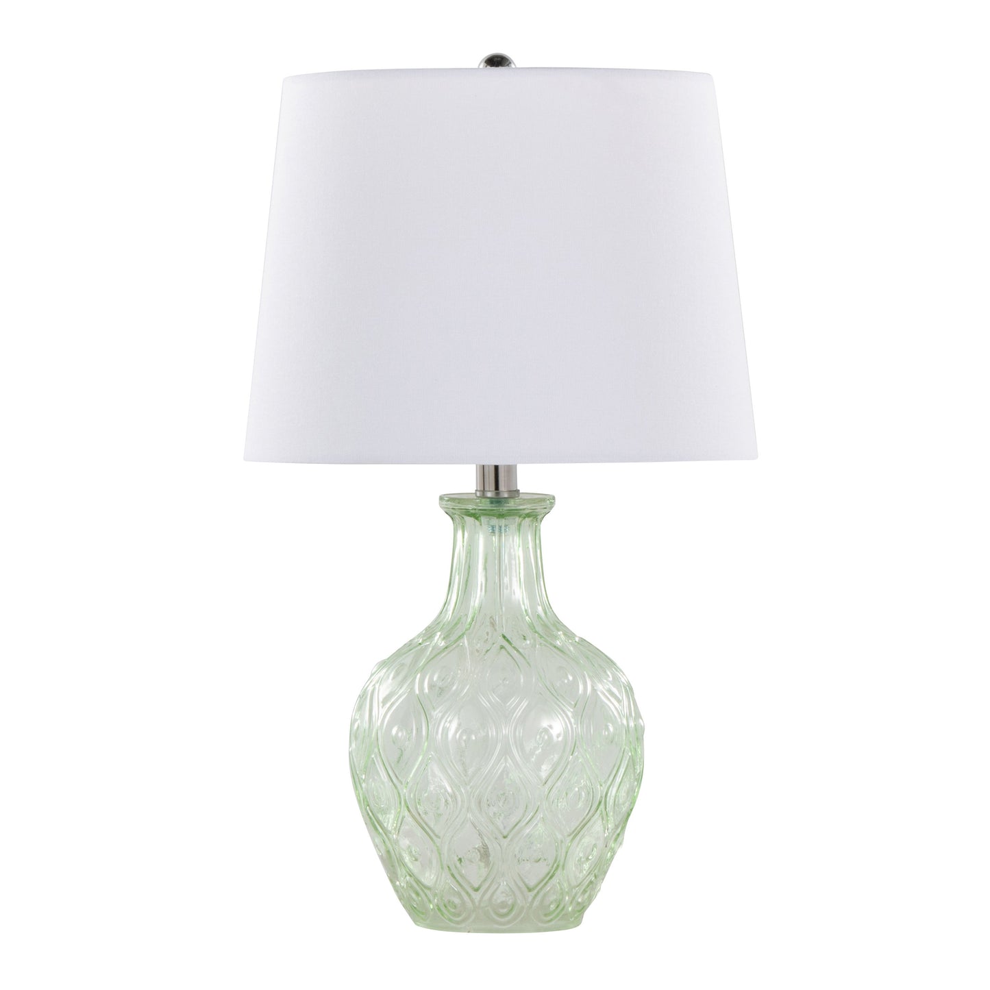 Gloria - Round Contemporary Lamp (Set of 2) - Clear Recycled Spanish / Chrome / White