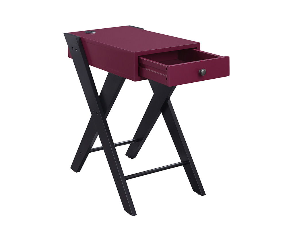 Fierce - Accent Table With Built In USB Port - Black / Burgundy