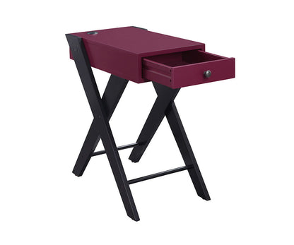 Fierce - Accent Table With Built In USB Port - Black / Burgundy