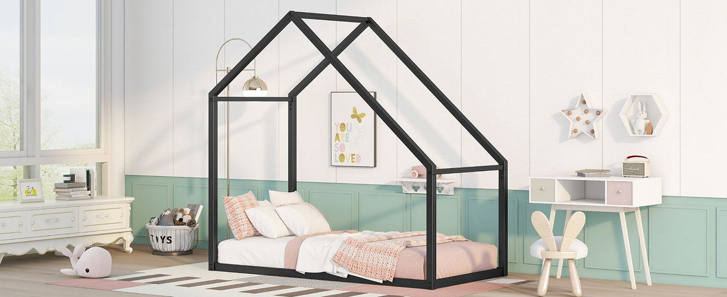 Twin Size Classic House Bed - Black