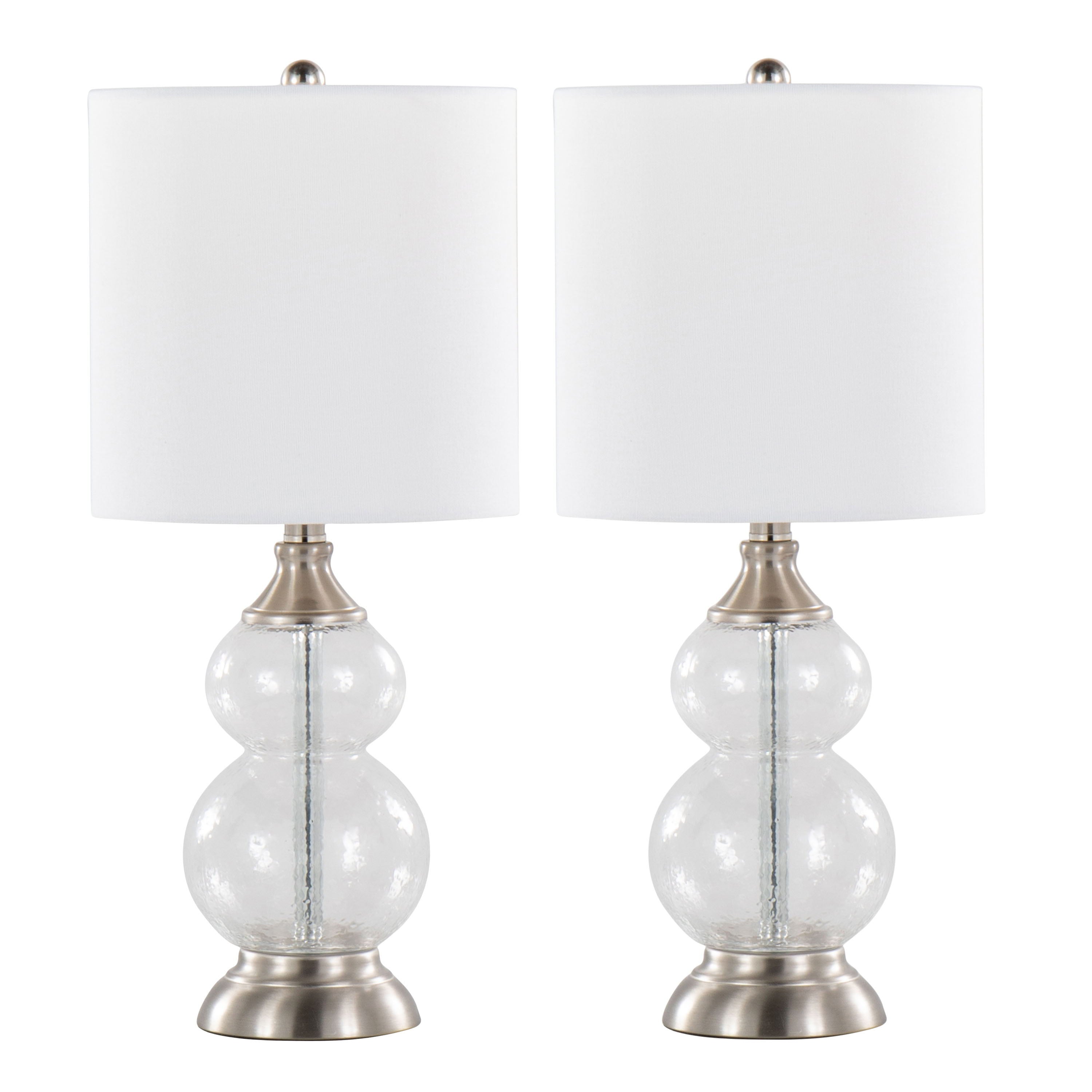Belle - Contemporary Clear Wrinkle Lamp (Set of 2) - Nickel / White