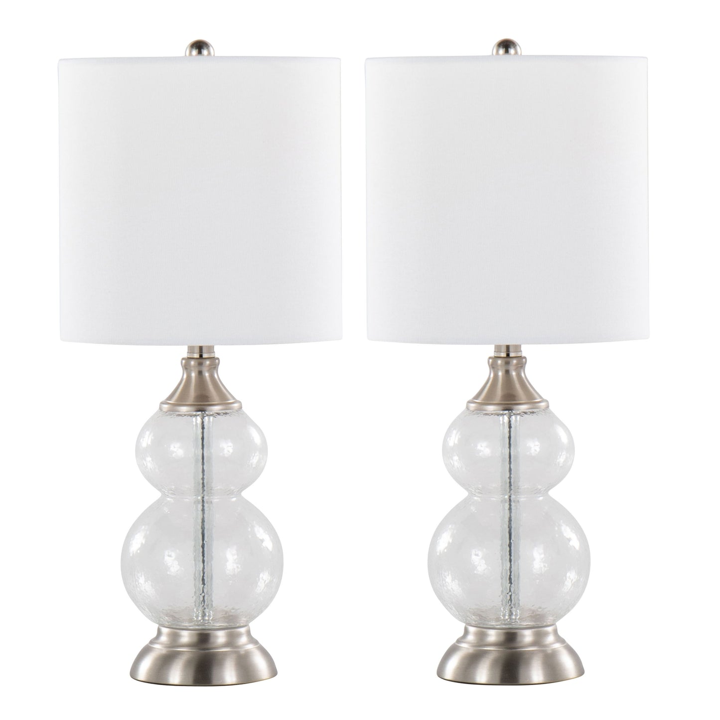 Belle - Contemporary Clear Wrinkle Lamp (Set of 2) - Nickel / White