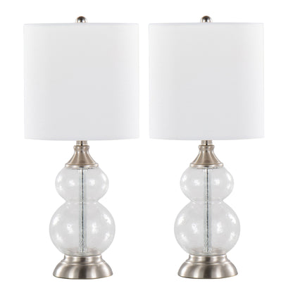 Belle - Contemporary Clear Wrinkle Lamp (Set of 2) - Nickel / White
