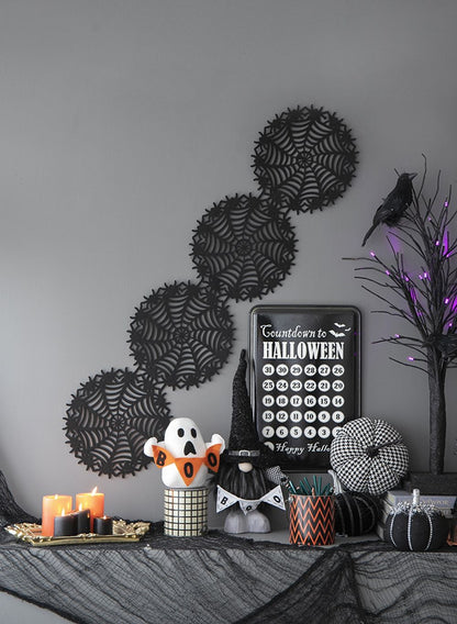 Plaid Pumpkin Decor, For Holiday Halloween Decoration - Black / White