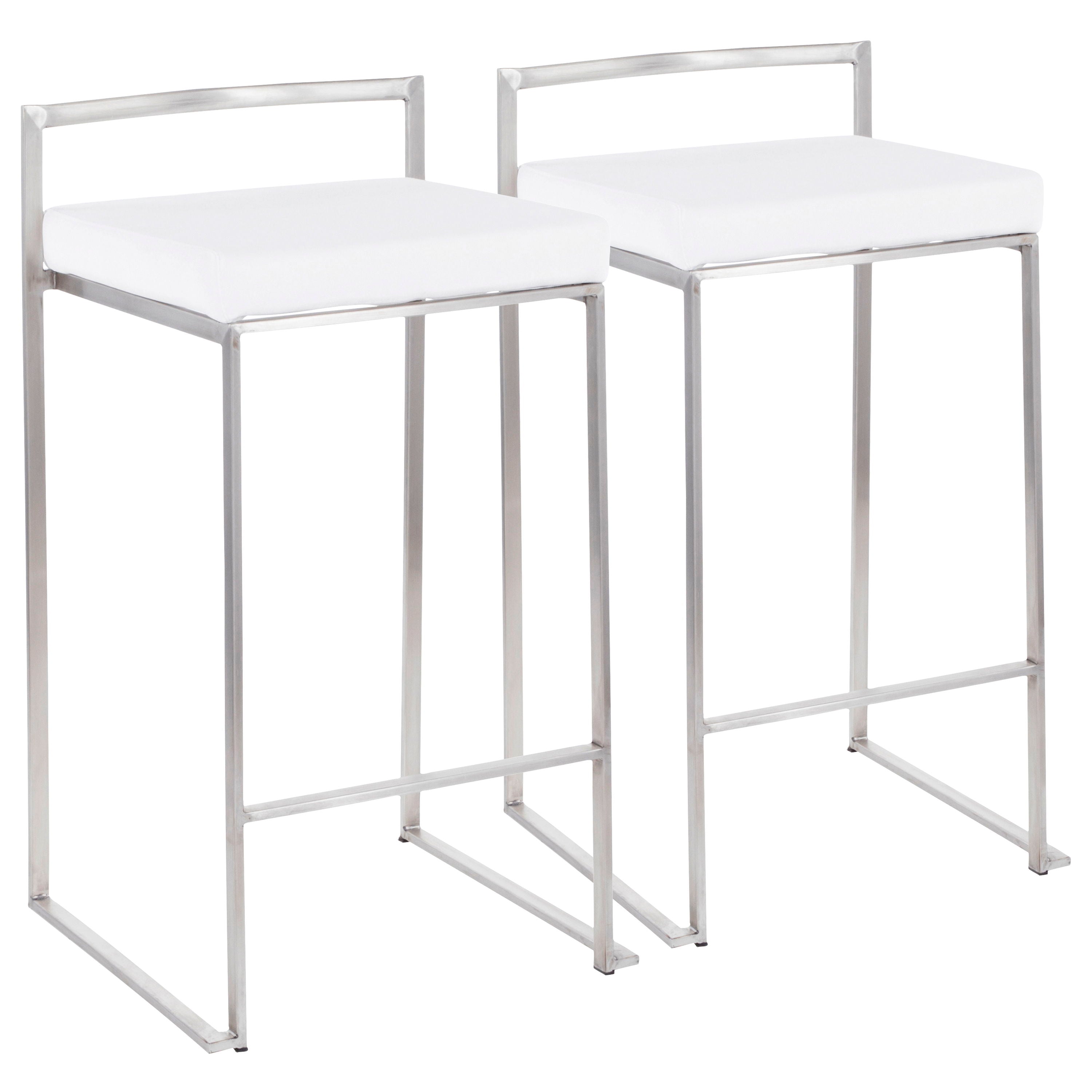 Fuji - Contemporary Stackable Counter Stool (Set of 2) - White