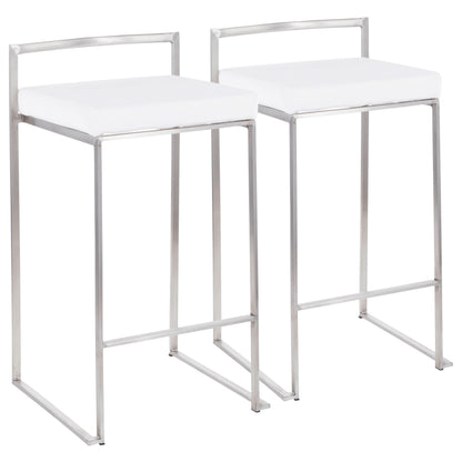 Fuji - Contemporary Stackable Counter Stool (Set of 2) - White