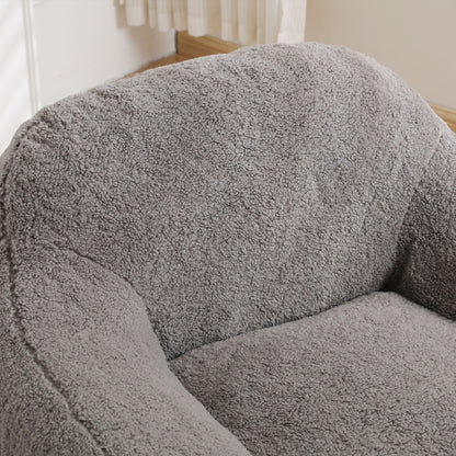 Giant Bean Bag Chair For Adults, Spacious Memory Foam Bean Bag Sofa With Armrests Teddy Fabric, Comfy Seating For Living Room Or Bedroom - Light Gray