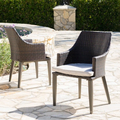 Hillhurst - Stylish Outdoor Chair Set With Cushions Rattan And Metal - Brown