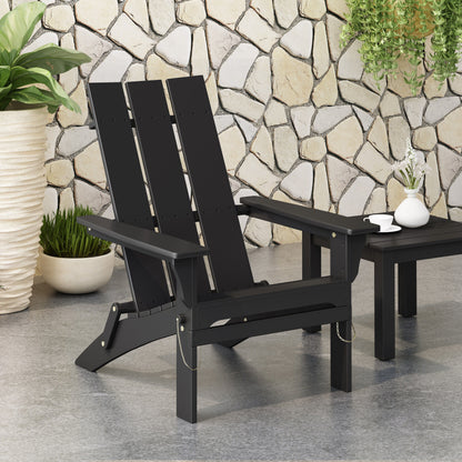 Aurascape - Outdoor Acacia Wood Foldable Adirondack Chair - Black